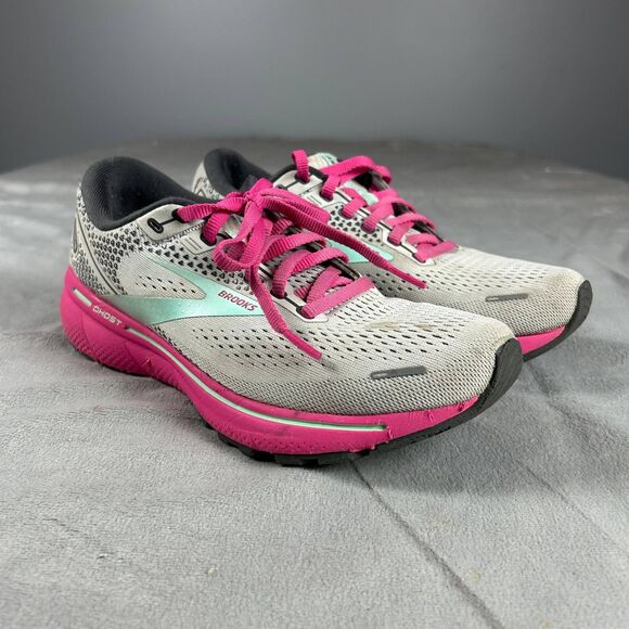 Brooks Shoes - Brooks Ghost 14 Running Shoes Women's US 8.5 Gray Mesh Lace Up 1203561B024